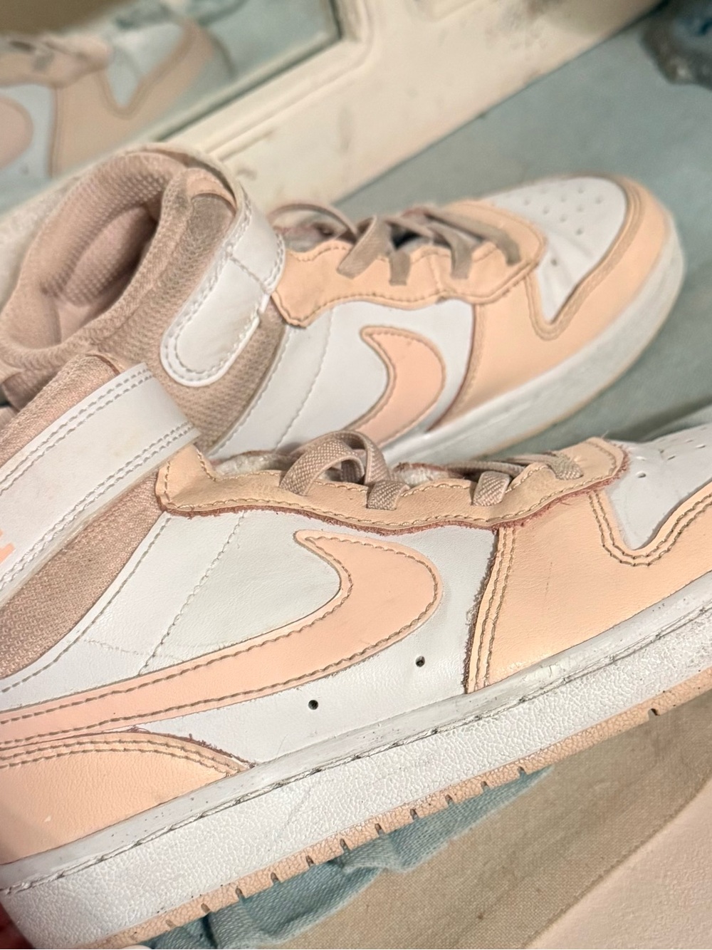 Nike Kids Peach and White High-Top Sneakers